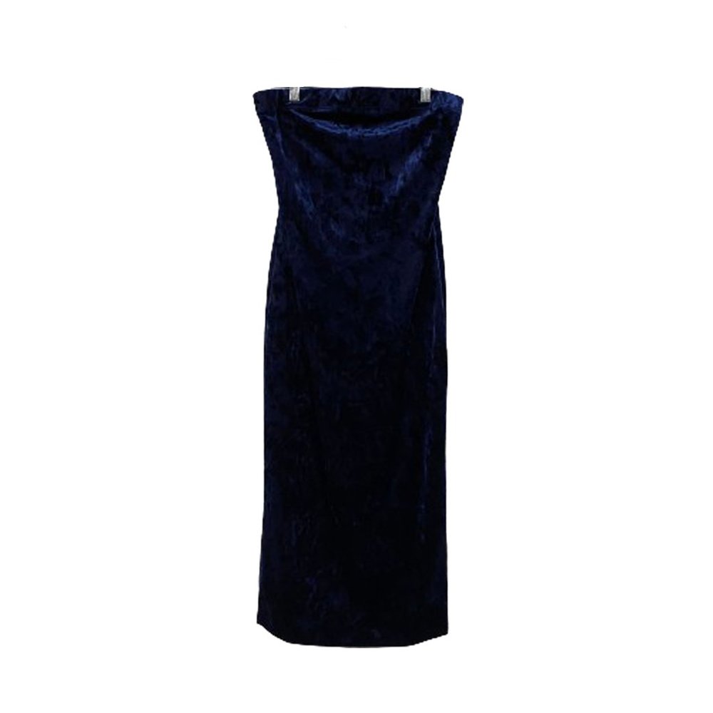 Fashion Nova Size M Blue Velvet  Strapless Dress